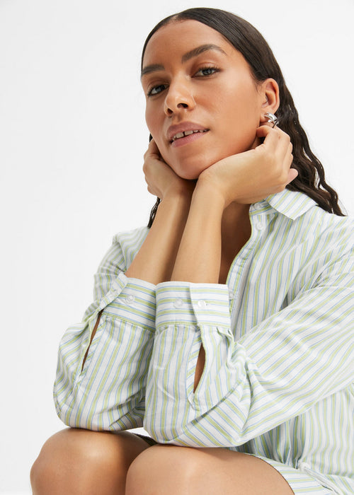 Haljina u kroju bluze od organskog pamuka s rastezljivom trakom u struku i džepovima u dužini do koljena