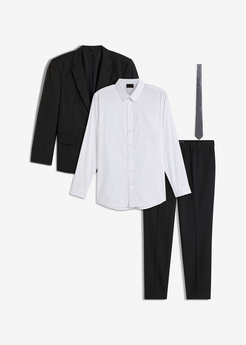 Odijelo uskog kroja u 4-dijelnom setu: sako, hlače, košulja i kravata