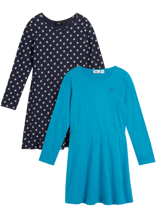 Haljina s dugim rukavima od organskog pamučnog jerseya za djevojčice (2 komada)