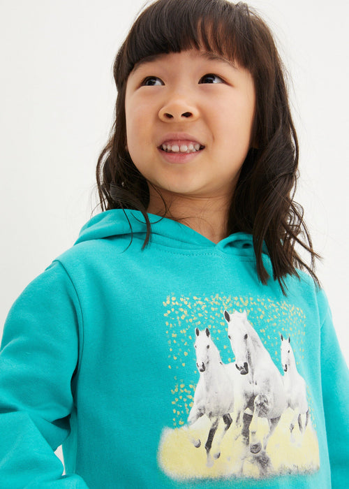 Majica s kapuljačom od trikoa s organskim pamukom za djevojčice
