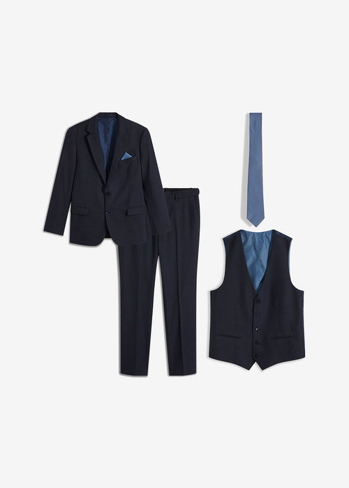 Odijelo uskog kroja u 4-dijelnom setu: sako, hlače, prsluk i kravata