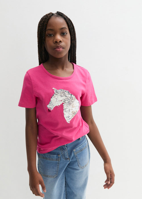 T-shirt majica s obostranim šljokicama od organskog pamuka za djevojčice