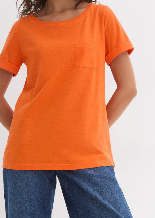 Pamučni T-shirt od nejednakomjernih vlakna s džepom na grudima